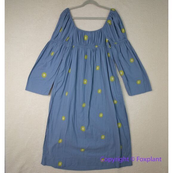 New! Free People Emory Embroidered Sun Midi‎ Dress blue, size S - Picture 13 of 16